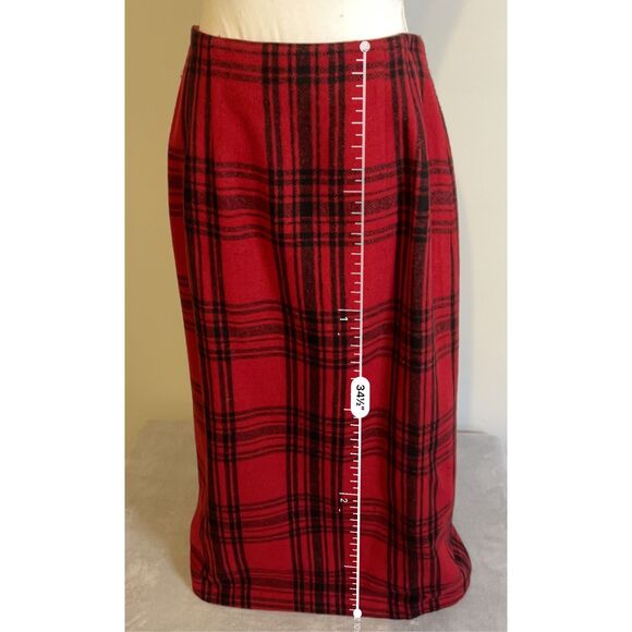 Women’s Vintage Red Plaid Maxi Skirt 10P - Picture 7 of 7